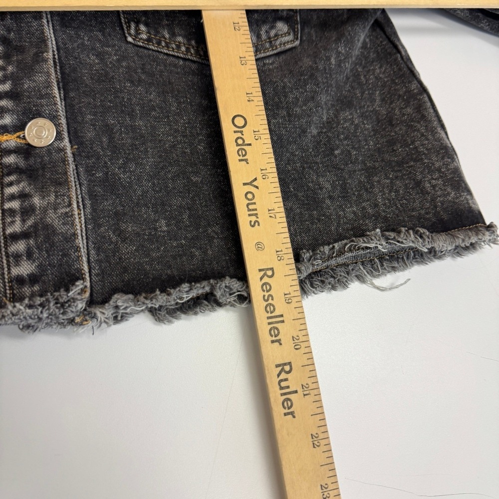 Promesa Jacket Womens Small Black Denim Acid Wash Grunge Raw Hem NJC0893 - Picture 8 of 9